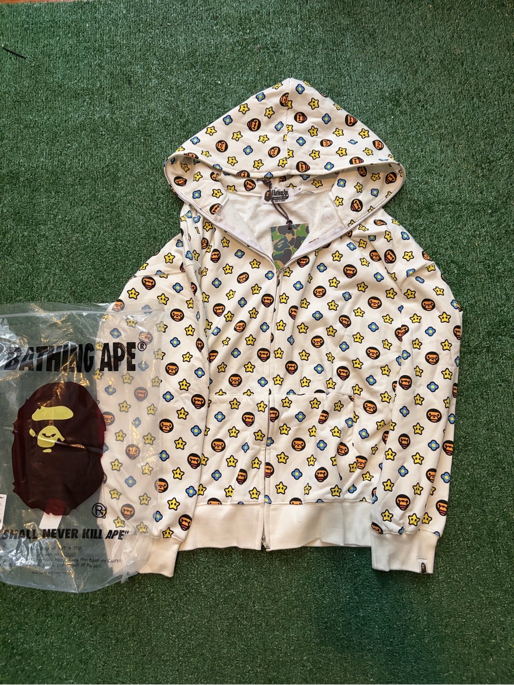 BAPE White Baby Milo Ape Head Zip Hoodie